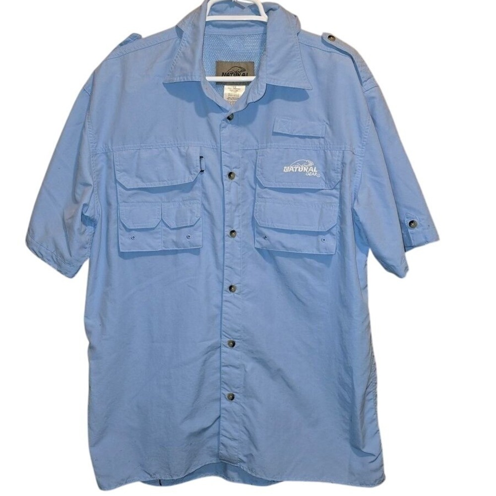Natural Gear Short-sleeve‎ Fishing Vented Powder Blue Pockets Men's Medium